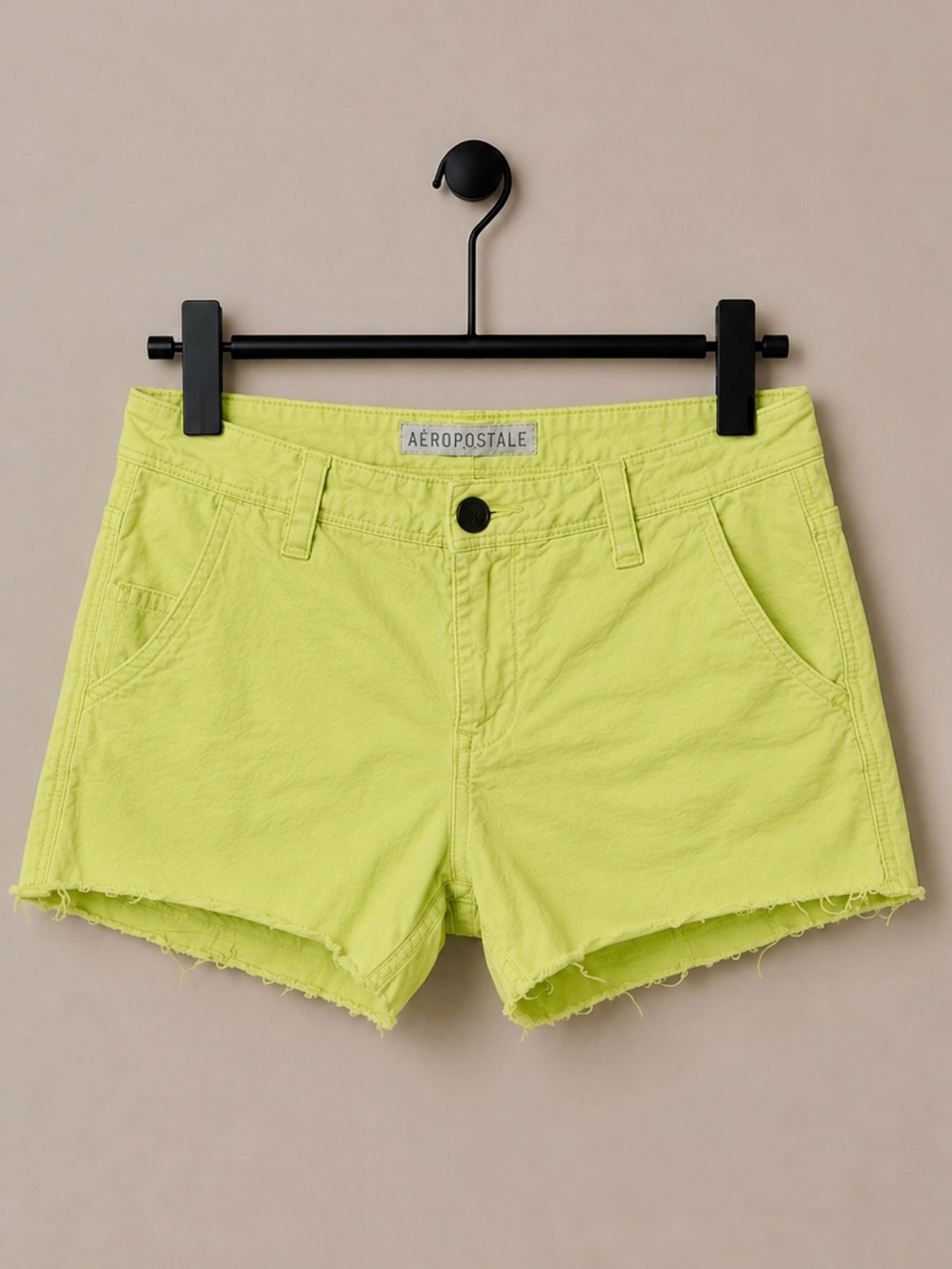 Aeropostale Women’s Faded Neon Yellow Raw Hem Shorts Size 27